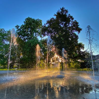 Nasse Abendstimmung im Cramer-Klett Park
