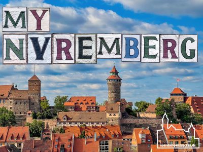 Panorama von Nürnberg mit den Buchstaben aus den Beschriftungen der verbliebenen 71 Türme der Nürnberg Stadtmauer - Foto: Ardan Füßmann