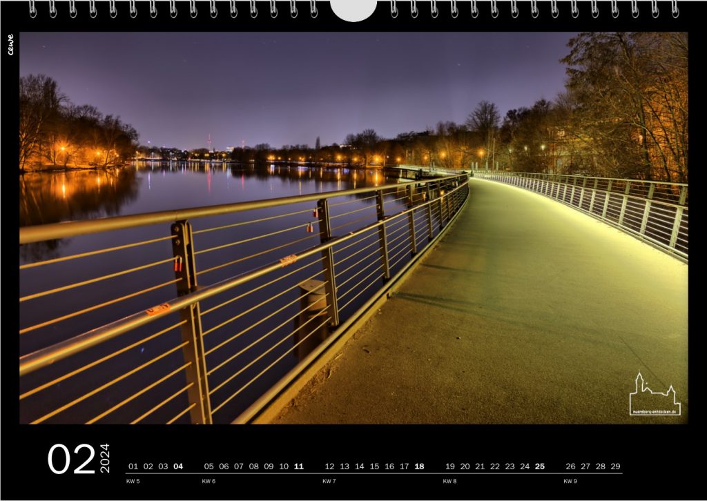 Monat Februar im Nürnberg entdecken Kalender für das Jahr 2024 - Wöhrder See in Nürnberg im Winter - Foto: Ardan Füßmann